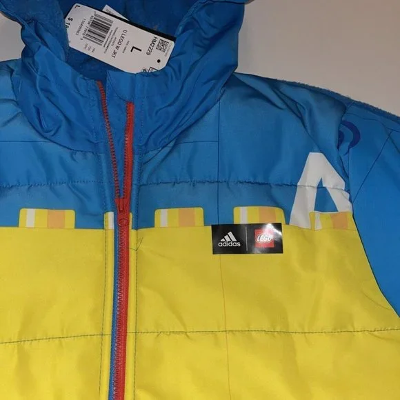 L boys Jacket adidas U LEGO W JKT Legos hood full zip blue red NWT $180